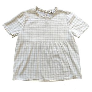 Madewell Ruffle-Collar Pintuck Top Short-sleeved XS